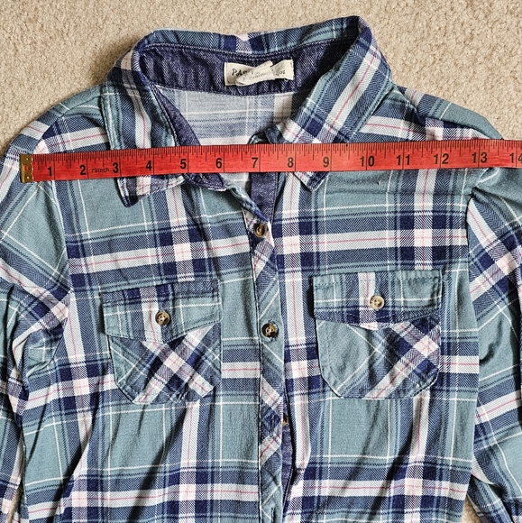 Girl's plaid fall button up shirt bundle, roll tab sleeves, Little Girl autumn - Picture 4 of 13